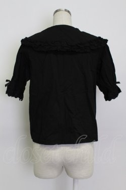 画像2: axes femme kawaii / 半袖丸襟コットンブラウス M ブラック T-26-03-13-005-AX-BL-SA-ZT