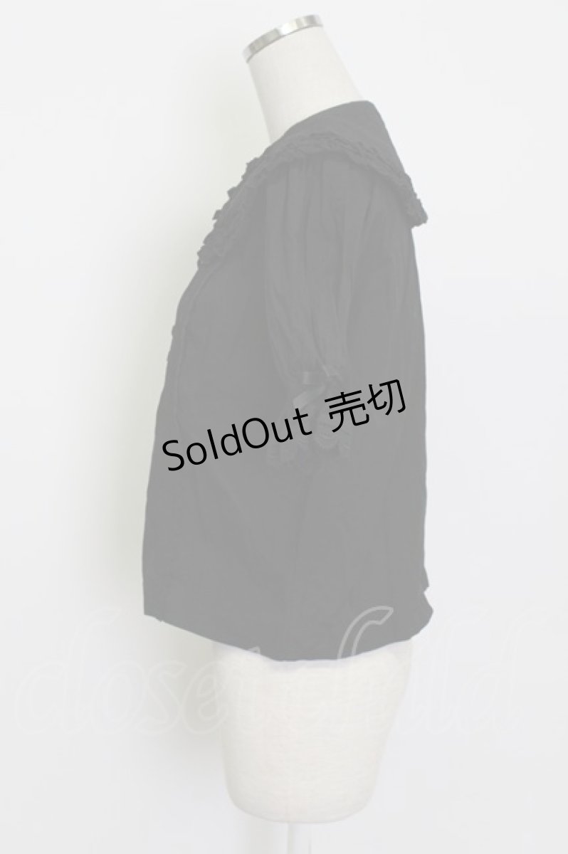 画像3: axes femme kawaii / 半袖丸襟コットンブラウス M ブラック T-26-03-13-005-AX-BL-SA-ZT (3)