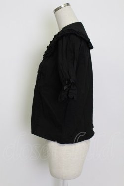 画像3: axes femme kawaii / 半袖丸襟コットンブラウス M ブラック T-26-03-13-005-AX-BL-SA-ZT