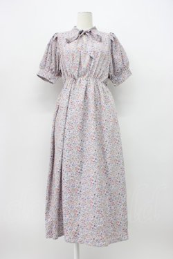 画像1: axes femme POETIQUE / 半袖リボンタイ花柄ワンピース M ラベンダー T-26-03-13-012-AX-OP-SZ-ZT