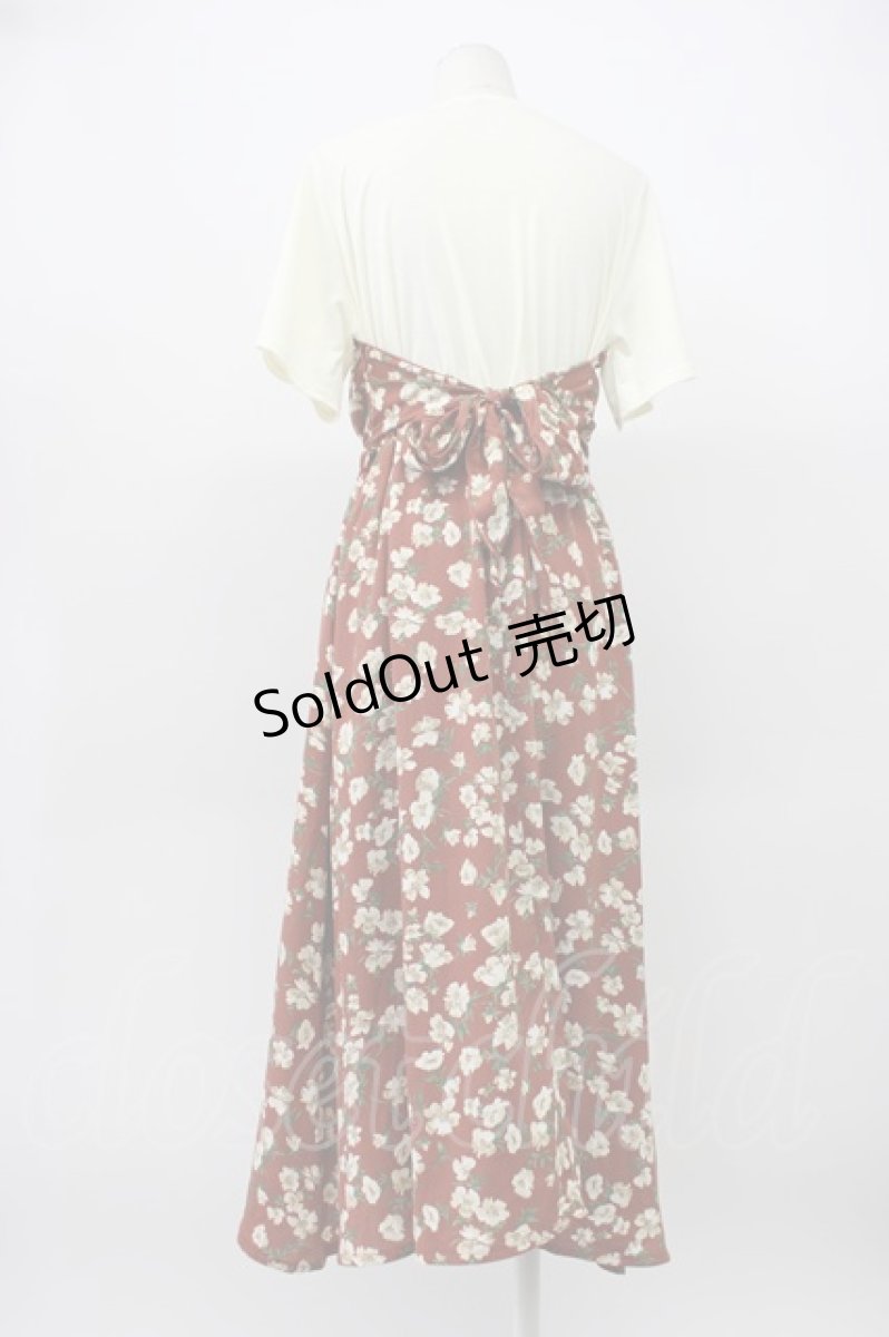 画像2: axes femme / ビスチェ切替ドッキングワンピース  ブラウンＸ白 T-26-03-13-014-AX-OP-SA-ZT645 (2)