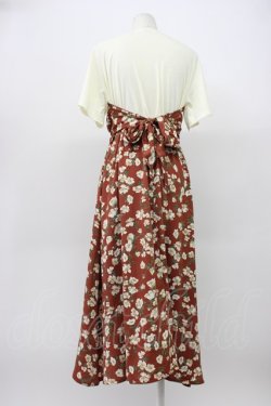 画像2: axes femme / ビスチェ切替ドッキングワンピース  ブラウンＸ白 T-26-03-13-014-AX-OP-SA-ZT