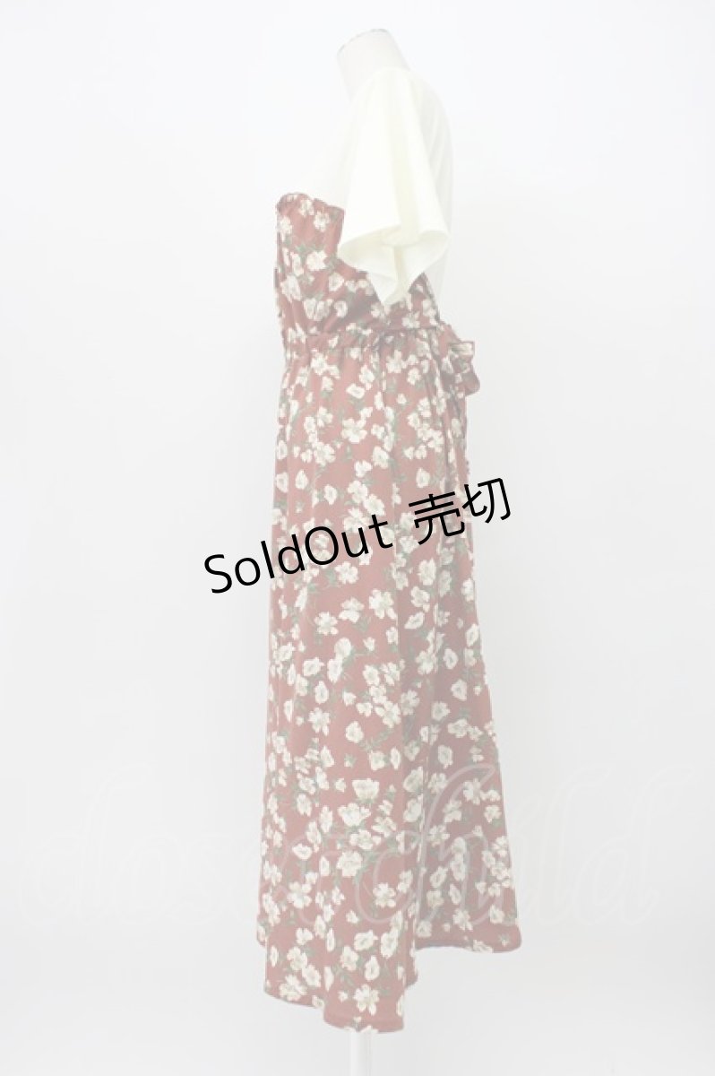 画像4: axes femme / ビスチェ切替ドッキングワンピース  ブラウンＸ白 T-26-03-13-014-AX-OP-SA-ZT645 (4)