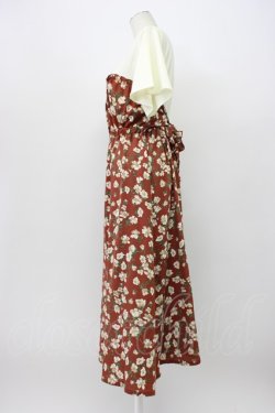 画像4: axes femme / ビスチェ切替ドッキングワンピース  ブラウンＸ白 T-26-03-13-014-AX-OP-SA-ZT