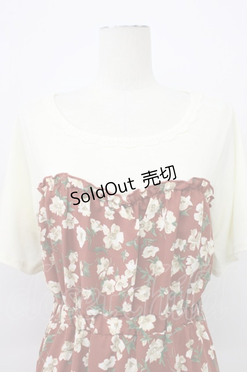 画像5: axes femme / ビスチェ切替ドッキングワンピース  ブラウンＸ白 T-26-03-13-014-AX-OP-SA-ZT645 (5)