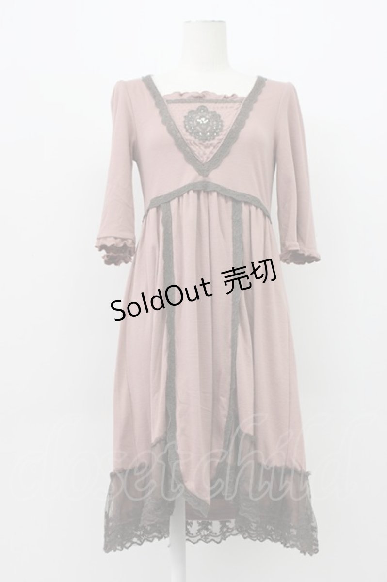 画像1: axes femme / カメオレースカットワンピース  ピンクＸグレー T-26-03-13-015-AX-OP-SA-ZT645 (1)