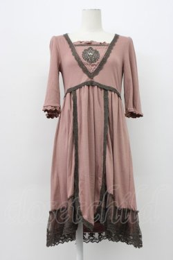 画像1: axes femme / カメオレースカットワンピース  ピンクＸグレー T-26-03-13-015-AX-OP-SA-ZT