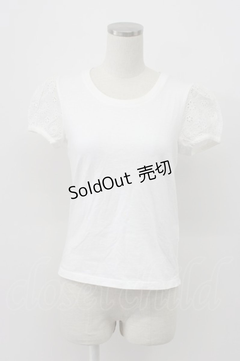 画像1: Jane Marple / フラワーレース半袖カットソー  白 T-26-03-14-001-JM-TO-SA-ZT (1)