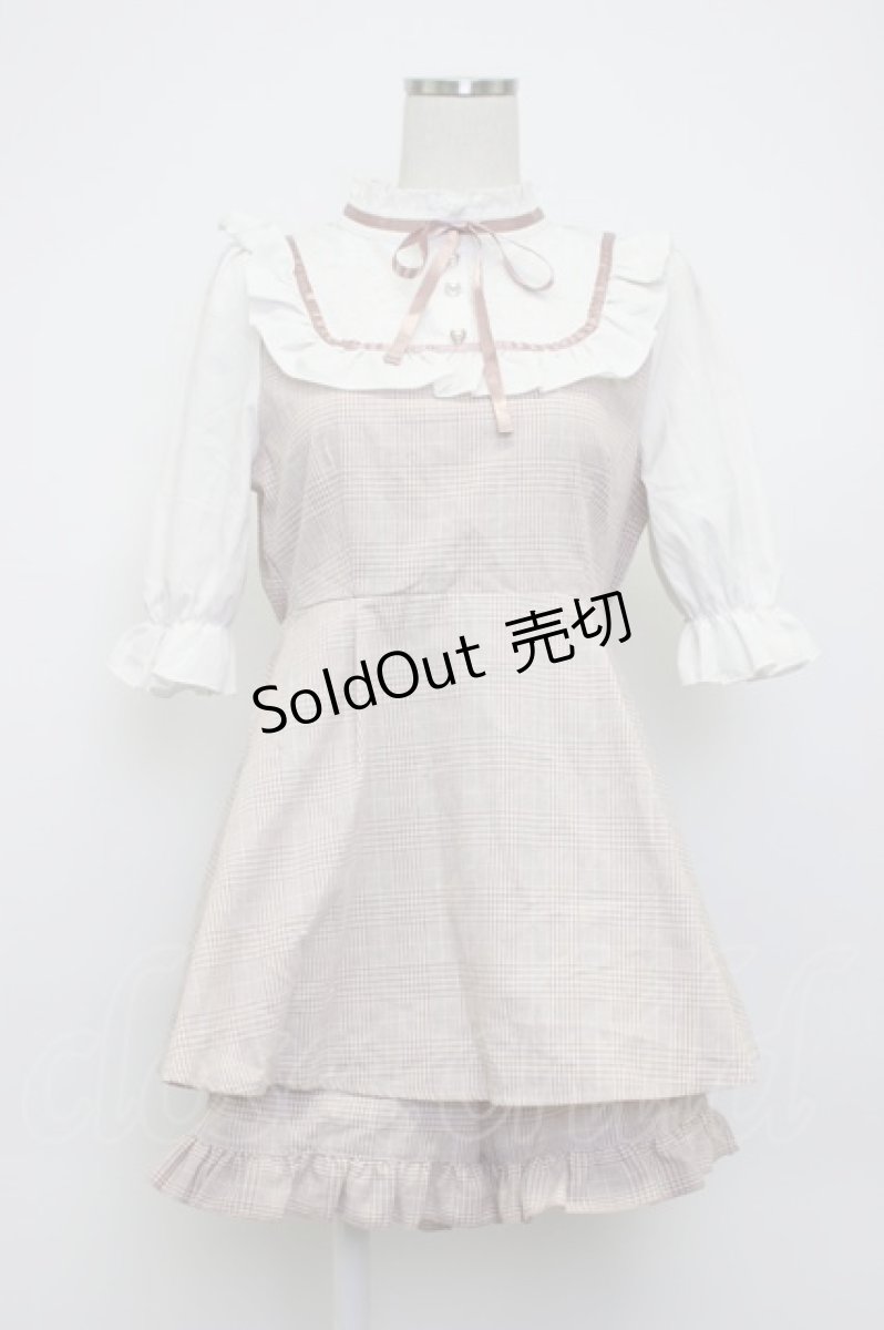 画像1: NOEMIE / チェックシフォン切替セットアップ  ピンクチェックＸ白 T-26-03-14-025-LO-OP-SA-ZT646 (1)