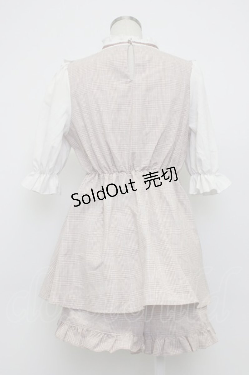 画像2: NOEMIE / チェックシフォン切替セットアップ  ピンクチェックＸ白 T-26-03-14-025-LO-OP-SA-ZT646 (2)
