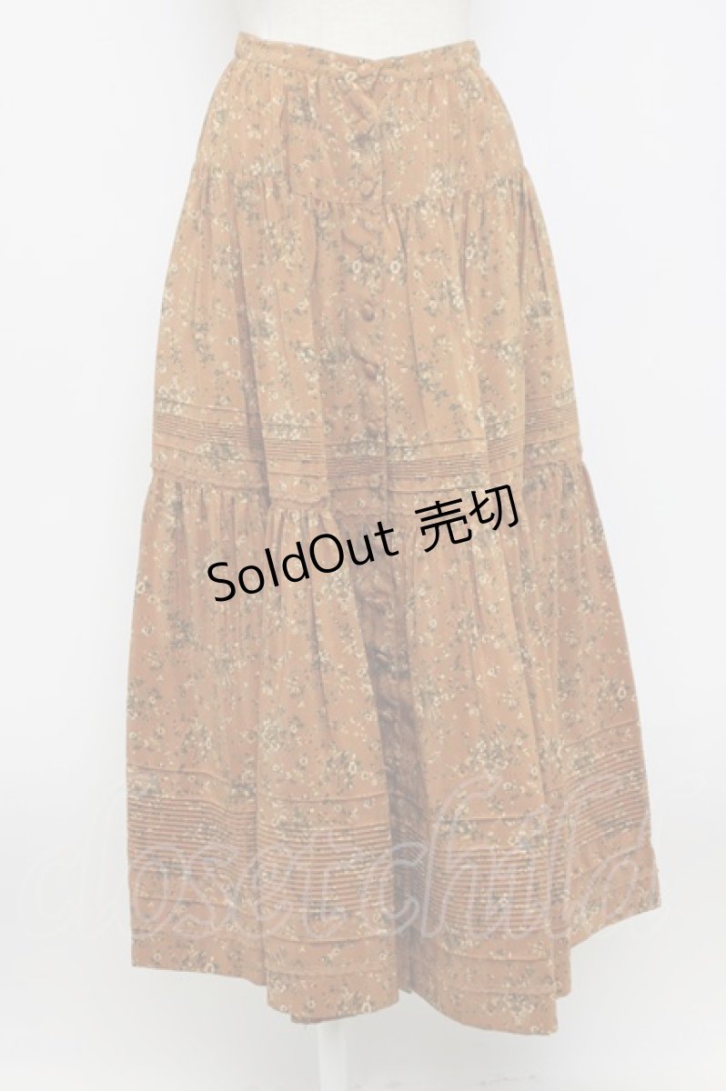 画像1: KANEKO ISAO / 小花柄前ボタンスカート  オレンジ系 T-26-03-14-027-EL-SK-OW-ZT647 (1)