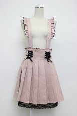 画像1: DearMyLove / サス付フリルレースアッププリーツスカート LL ピンクＸ黒 T-26-03-14-031-EL-SK-SA-ZT647 (1)