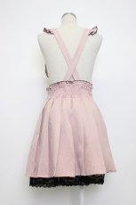 画像2: DearMyLove / サス付フリルレースアッププリーツスカート LL ピンクＸ黒 T-26-03-14-031-EL-SK-SA-ZT647 (2)