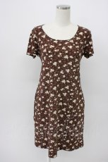 画像1: PINK HOUSE / フラワー総柄半袖カットワンピース  ブラウンＸ白 T-26-03-14-006-LO-OP-SA-ZT646 (1)