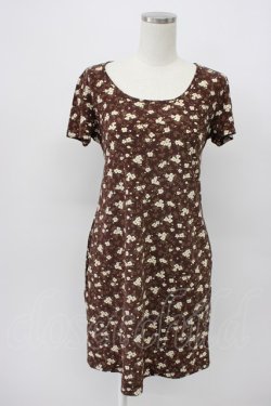 画像1: PINK HOUSE / フラワー総柄半袖カットワンピース  ブラウンＸ白 T-26-03-14-006-LO-OP-SA-ZT