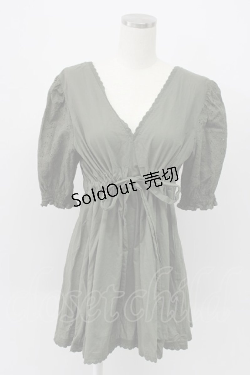 画像1: axes femme / 後ろレースアップチュニック M グリーン T-26-03-14-007-AX-TO-SA-ZT (1)