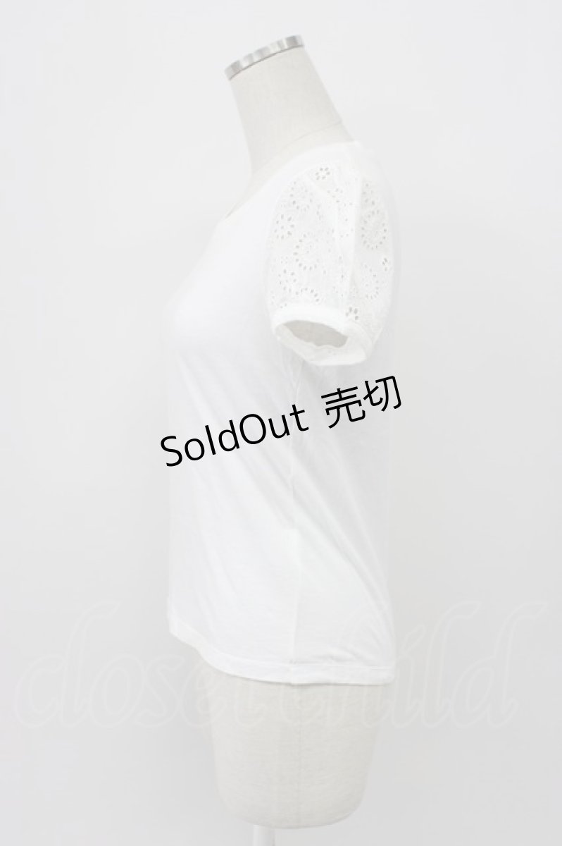 画像4: Jane Marple / フラワーレース半袖カットソー  白 T-26-03-14-001-JM-TO-SA-ZT (4)