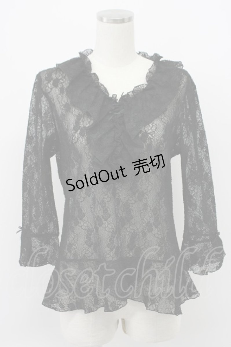 画像1: INGEBORG / プチリボン使いレースプルオーバー M クロ T-26-03-14-009-LO-TO-OW-ZT (1)