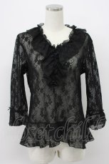 画像1: INGEBORG / プチリボン使いレースプルオーバー M クロ T-26-03-14-009-LO-TO-OW-ZT (1)