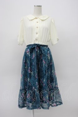 画像1: axes femme / フラワーレース切り替えワンピース  アイボリーＸグリーン T-26-03-14-013-AX-OP-SA-ZT