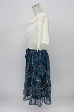 画像3: axes femme / フラワーレース切り替えワンピース  アイボリーＸグリーン T-26-03-14-013-AX-OP-SA-ZT