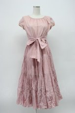 画像1: Jane Marple / ギャザー半袖ワンピース  ピンク T-26-03-14-017-JM-OP-SA-ZT646 (1)