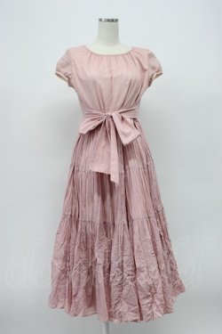 画像1: Jane Marple / ギャザー半袖ワンピース  ピンク T-26-03-14-017-JM-OP-SA-ZT