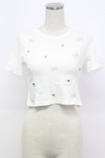 画像1: Ank Rouge / ハート&リボンビジュー半袖カットソー  白ＸシルバーＸサックス T-26-03-15-001-CA-TO-SA-ZT542 (1)