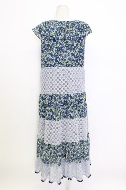 画像2: axes femme / 花柄レース切替ロングワンピース M ブルー T-26-03-15-024-AX-OP-SA-ZT