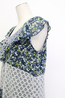 画像3: axes femme / 花柄レース切替ロングワンピース M ブルー T-26-03-15-024-AX-OP-SA-ZT