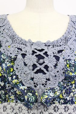 画像4: axes femme / 花柄レース切替ロングワンピース M ブルー T-26-03-15-024-AX-OP-SA-ZT