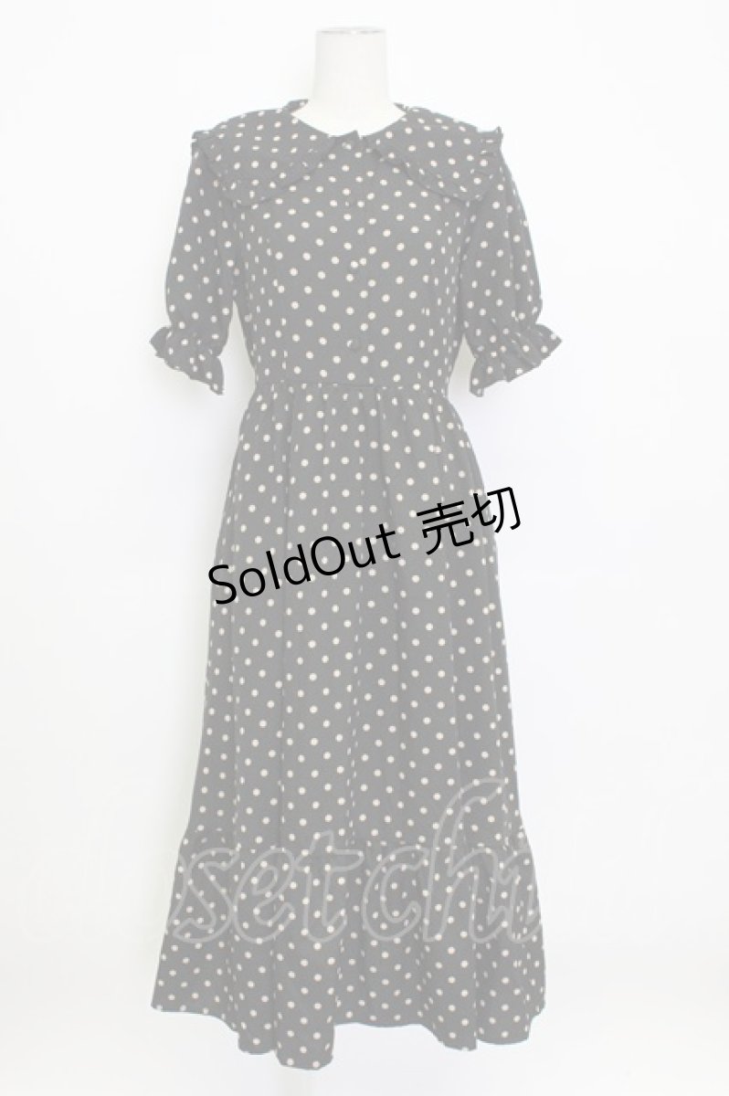 画像1: m petit by misako / 梨地水玉半袖ワンピース M 黒 T-26-03-15-029-LO-OP-SA-ZT (1)