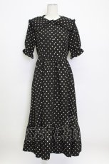画像1: m petit by misako / 梨地水玉半袖ワンピース M 黒 T-26-03-15-029-LO-OP-SA-ZT (1)