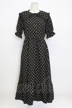 画像1: m petit by misako / 梨地水玉半袖ワンピース M 黒 T-26-03-15-029-LO-OP-SA-ZT