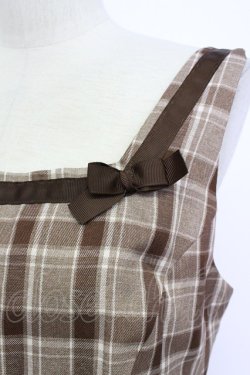 画像3: m petit by misako / リボンチェックジャンパースカート L ブラウン T-26-03-15-031-LO-OP-SA-ZT