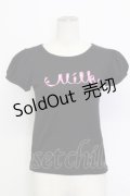 MILK / リボンロゴTシャツ  ブラック×ピンク T-26-03-15-006-ML-TS-SA-ZT