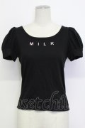 MILK / ロゴ刺繍半袖カットソー  ブラック T-26-03-15-007-ML-TO-SA-ZT