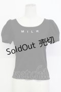 MILK / ロゴ刺繍半袖カットソー  ブラック T-26-03-15-007-ML-TO-SA-ZT542