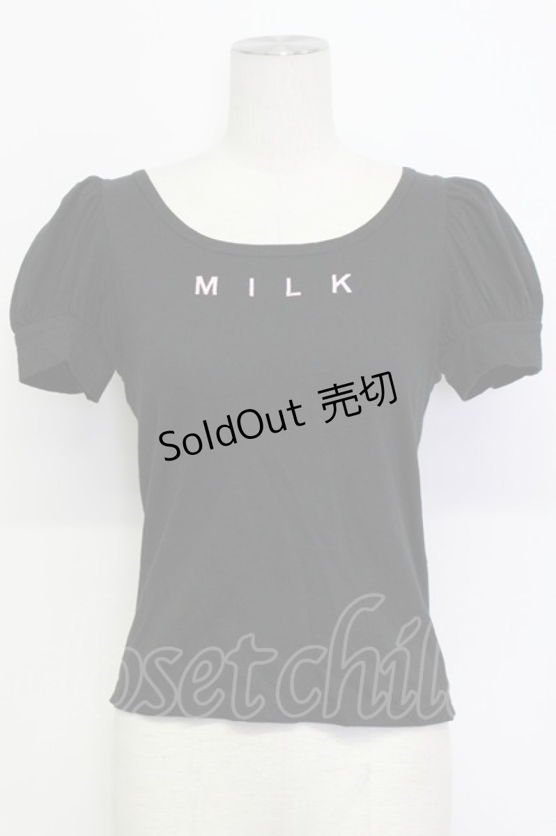 画像1: MILK / ロゴ刺繍半袖カットソー  ブラック T-26-03-15-007-ML-TO-SA-ZT542 (1)