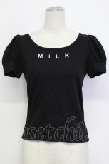 画像1: MILK / ロゴ刺繍半袖カットソー  ブラック T-26-03-15-007-ML-TO-SA-ZT542 (1)