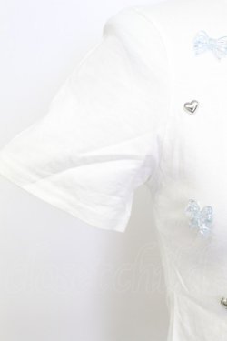 画像5: Ank Rouge / ハート&リボンビジュー半袖カットソー  白ＸシルバーＸサックス T-26-03-15-001-CA-TO-SA-ZT