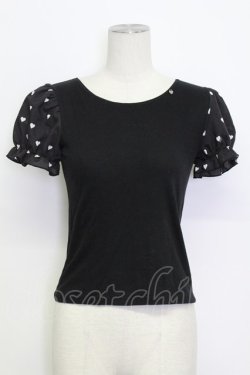 画像1: MILK / BebeハートパフTee  ブラック T-26-03-15-011-ML-TO-SA-ZT