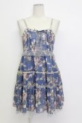 axes femme / 花柄ティアードチュニック M ブルー T-26-03-15-017-AX-TO-SA-ZT