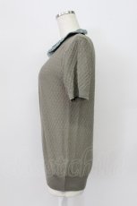 画像3: KANEKO ISAO / ピコフリル使い襟付き半袖ニット  チャコールグレー T-26-03-16-016-EL-TO-OW-ZT647 (3)