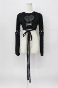 NOEMIE / ハートスピンドルクロップドTシャツ  黒Ｘ白 T-26-03-16-018-LO-AC-SA-ZT