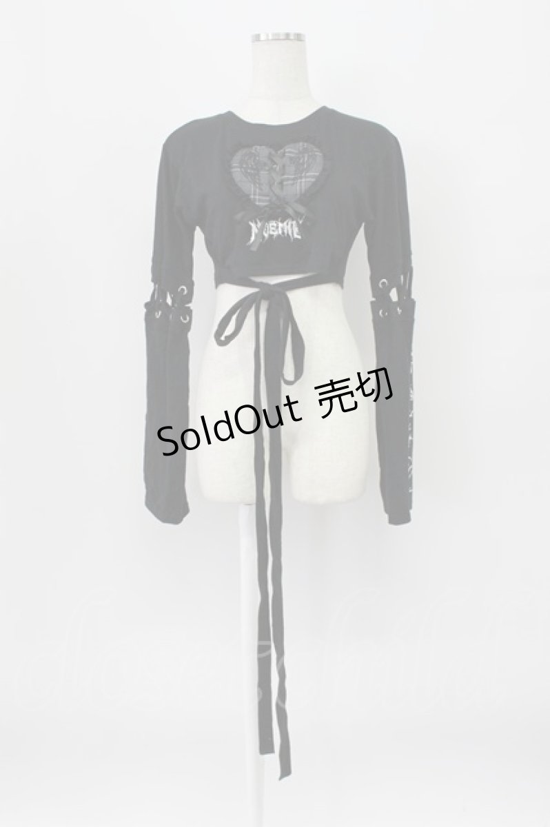 画像1: NOEMIE / ハートスピンドルクロップドTシャツ  黒Ｘ白 T-26-03-16-018-LO-AC-SA-ZT (1)