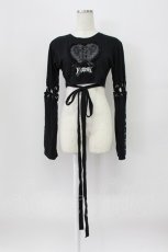 画像1: NOEMIE / ハートスピンドルクロップドTシャツ  黒Ｘ白 T-26-03-16-018-LO-AC-SA-ZT (1)