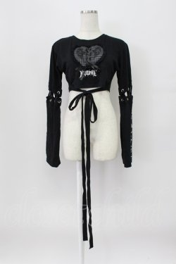 画像1: NOEMIE / ハートスピンドルクロップドTシャツ  黒Ｘ白 T-26-03-16-018-LO-AC-SA-ZT