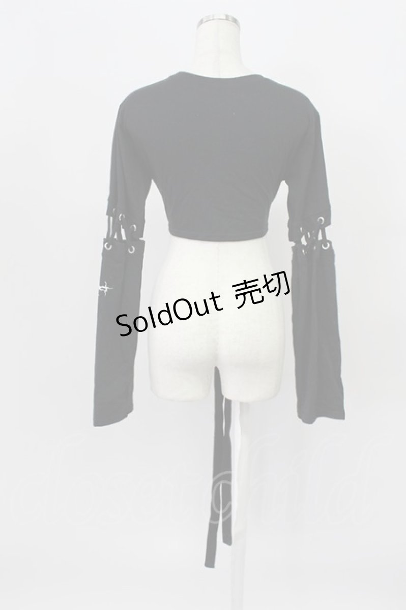 画像2: NOEMIE / ハートスピンドルクロップドTシャツ  黒Ｘ白 T-26-03-16-018-LO-AC-SA-ZT (2)