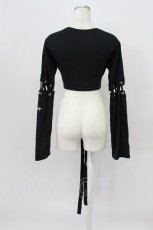 画像2: NOEMIE / ハートスピンドルクロップドTシャツ  黒Ｘ白 T-26-03-16-018-LO-AC-SA-ZT (2)